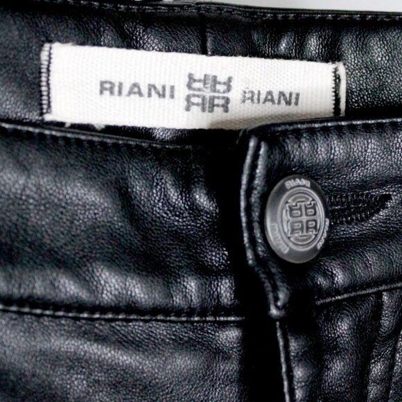 Riani Designer Black Faux Leather Pants Size 12 - Picture 12 of 15